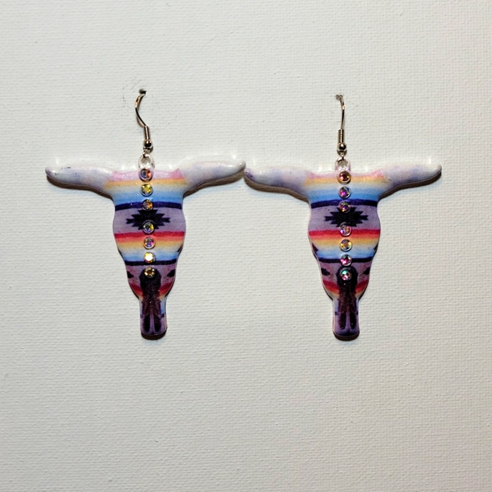 Boutique Metal Cow Skull Earrings
